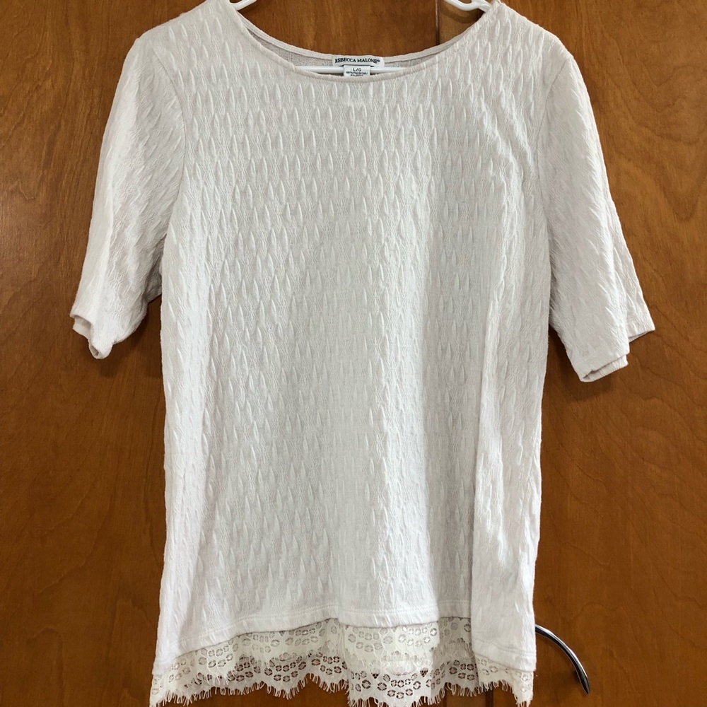 White Textured Women's Top
